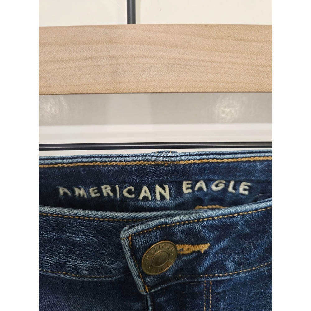 American Eagle Favorite Boyfriend Jeans Dark Wash Blue Denim Womens 10 X-Long - Picture 2 of 8